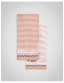 Sheridan Vita Logo Tea Towel Set 2 Pack in Dune