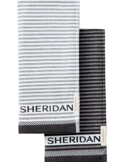 Sheridan Vita Logo Tea Towel Set in Carbon
