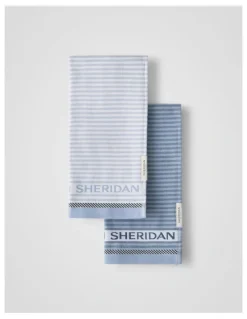 Sheridan Vita Logo Tea Towel Set - Two Pack in Glacier