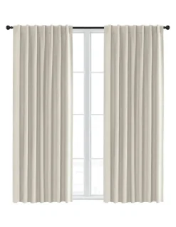 Sherwood 100% Blockout Concealed Tab Top Curtain Pair 90x223cm in Porcelain