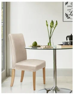 Sherwood Premium Faux Suede Cream Dining Chair Cover in Brown