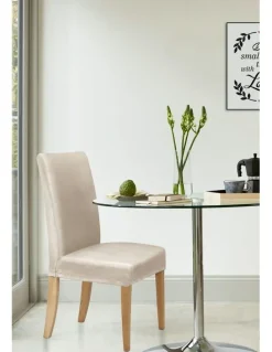 Sherwood Premium Faux Suede Dining Chair Cover 6 Pack in Cream