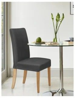 Sherwood Premium Faux Suede Dining Chair Cover 6 Pack in Charcoal