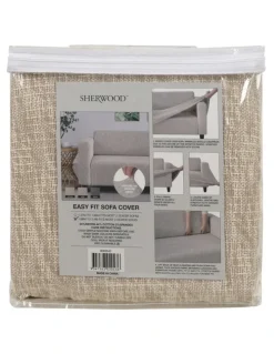 Sherwood 3 Seater Premium Faux Linen Couch Sofa Cover in Natural