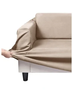 Sherwood 3 Seater Premium Faux Suede Couch Sofa Cover in Cream