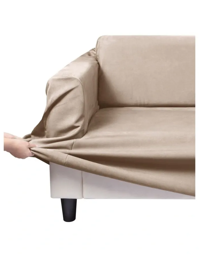 Sherwood 3 Seater Premium Faux Suede Couch Sofa Cover in Cream