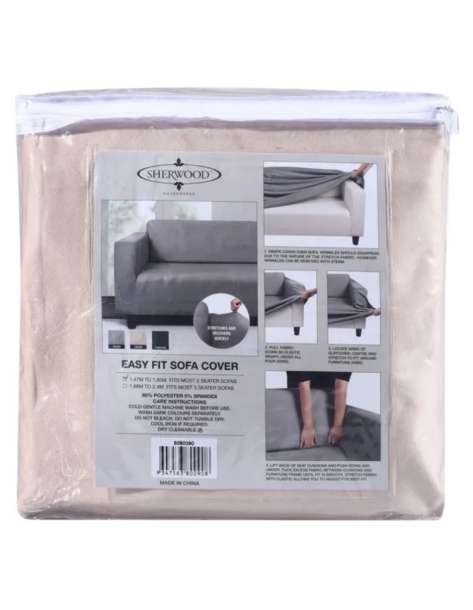 Sherwood 3 Seater Premium Faux Suede Couch Sofa Cover in Cream