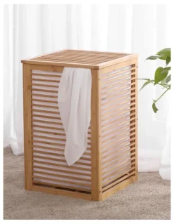 Sherwood Sherwood Home Foldable Bamboo Laundry with Lid Large in Brown