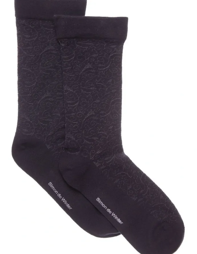 Simon De Winter Cotton Circulation Crew Socks 2 Pack in Black