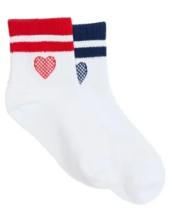 Simon De Winter Kids 3Qtr Crew Rib Socks 2 Pack in White