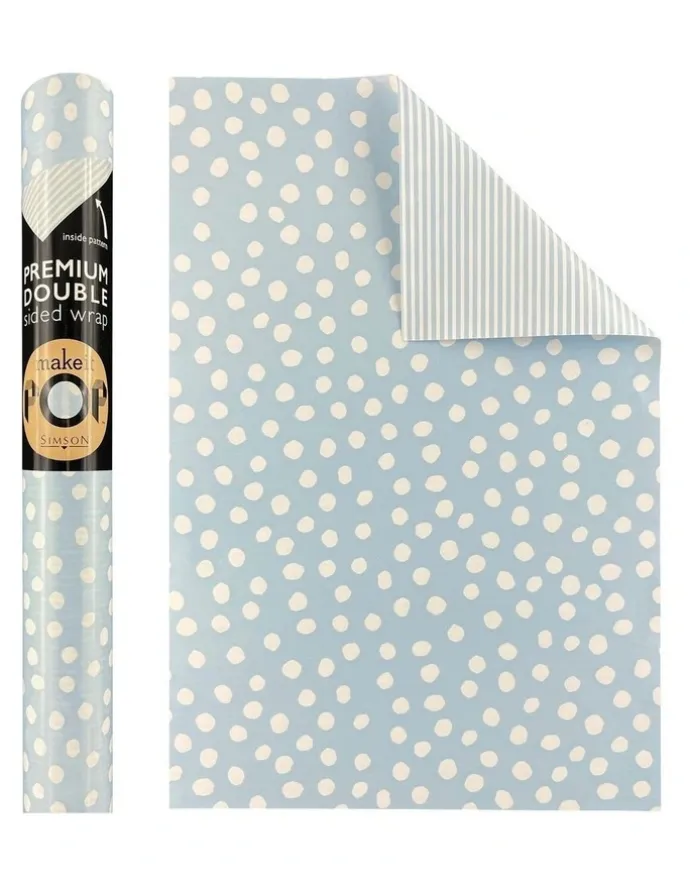 Simson White Dotty Pattern on Blue Roll Wrap