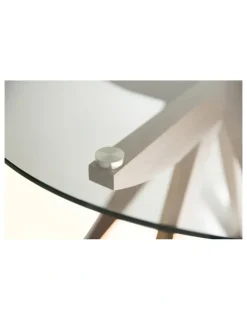 SK Designer Living Amber Collection, Round Glass Dining Table, 90cm