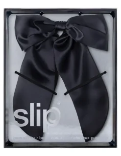 Slip Pure Silk Hair Bow in Black