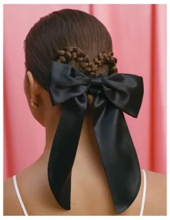 Slip Pure Silk Hair Bow in Black