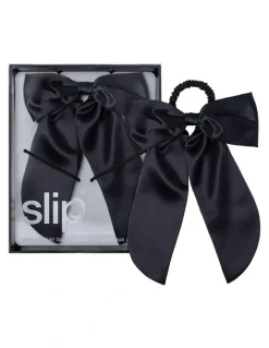 Slip Pure Silk Hair Bow in Black