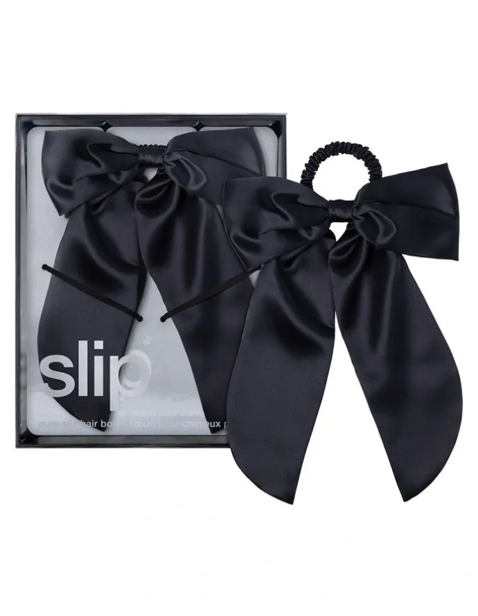 Slip Pure Silk Hair Bow in Black