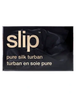 Slip Pure Silk Turban in Black
