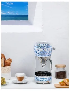 Smeg Dolce & Gabbana 50's Style Espresso ECF02DGBAU Machine in Blu Mediterraneo