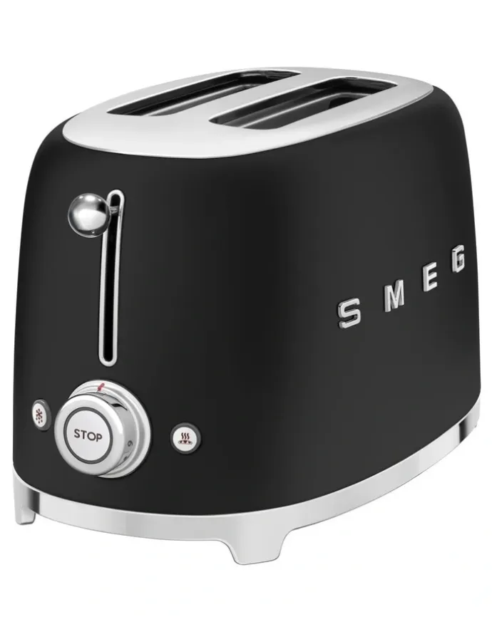 Smeg 50's Style 2 Slice Toaster in Matte Black TSF01BLMAU