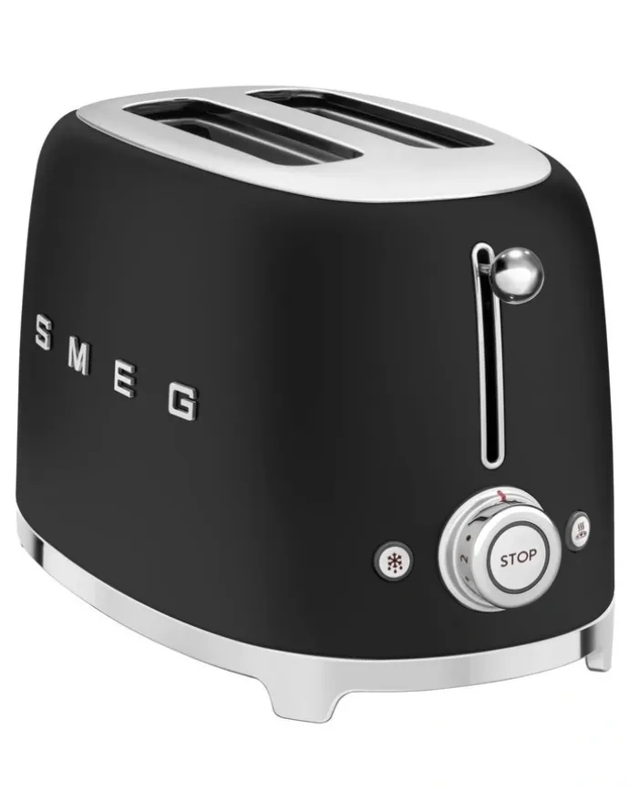 Smeg 50's Style 2 Slice Toaster in Matte Black TSF01BLMAU