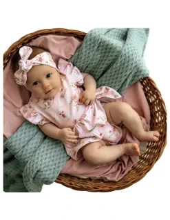 Snuggle Hunny Alices Tea Party Short Sleeve Organic Dress in Pink