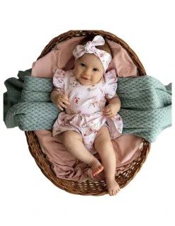 Snuggle Hunny Alices Tea Party Short Sleeve Organic Dress in Pink