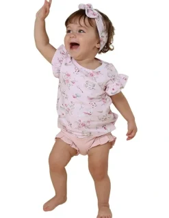 Snuggle Hunny Alices Tea Party Organic T-shirt With Frill in Pink