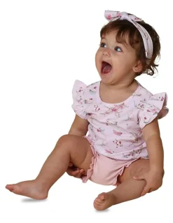 Snuggle Hunny Alices Tea Party Organic T-shirt With Frill in Pink