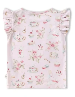 Snuggle Hunny Alices Tea Party Organic T-shirt With Frill in Pink