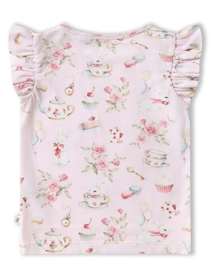 Snuggle Hunny Alices Tea Party Organic T-shirt With Frill in Pink