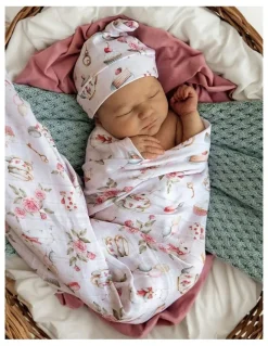 Snuggle Hunny Alices Tea Party Organic Muslin Wrap in Pink