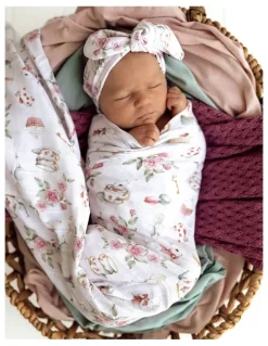 Snuggle Hunny Alices Tea Party Organic Muslin Wrap in Pink