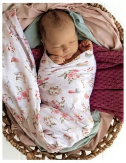 Snuggle Hunny Alices Tea Party Organic Muslin Wrap in Pink
