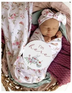 Snuggle Hunny Alices Tea Party Organic Muslin Wrap in Pink
