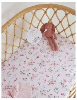 Snuggle Hunny Alices Tea Party Organic Bassinet Sheet/Change Pad Cover in Pink