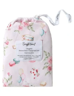 Snuggle Hunny Alices Tea Party Organic Bassinet Sheet/Change Pad Cover in Pink