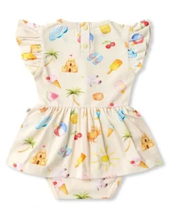 Snuggle Hunny Beach Fun Short Sleeve Organic Dress in Multi