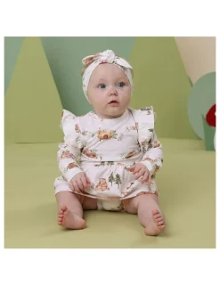 Snuggle Hunny Bears Long Sleeve Organic Dress in White