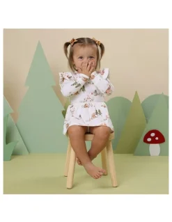 Snuggle Hunny Bears Long Sleeve Organic Dress in White