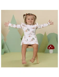 Snuggle Hunny Bears Long Sleeve Organic Dress in White
