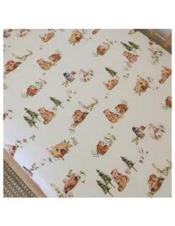 Snuggle Hunny Bears Organic Fitted Cot Sheet in Multi