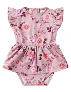 Snuggle Hunny Blossom Short Sleeve Organic Dress in Pink