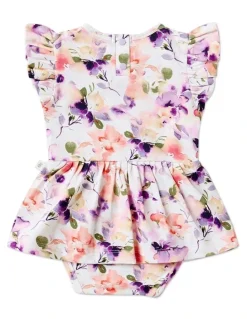 Snuggle Hunny Blushing Beauty Short Sleeve Organic Dress in White
