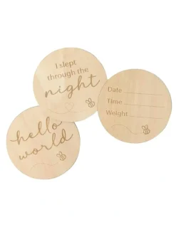 Snuggle Hunny Busy Bee Wooden Milestone Cards in Brown