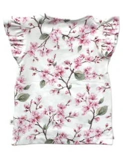 Snuggle Hunny Cherry Blossom Organic T-shirt with Frill in White