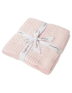 Snuggle Hunny Diamond Knit Organic Baby Blanket in Pink