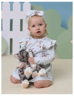Snuggle Hunny Kittens Long Sleeve Organic Dress in Sage
