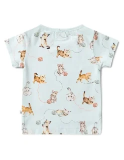 Snuggle Hunny Kittens Organic T-shirt in Sage
