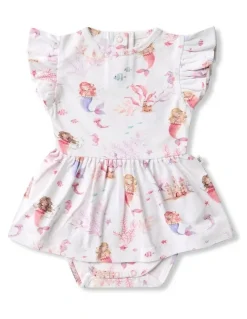 Snuggle Hunny Mermaid Short Sleeve Organic Dress in Multi