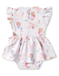 Snuggle Hunny Mermaid Short Sleeve Organic Dress in Multi
